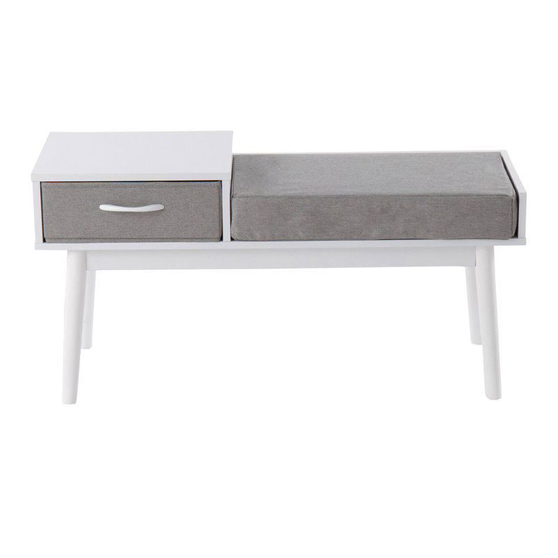 Banc de rangement rembourré avec tiroir Himmel, Blanc