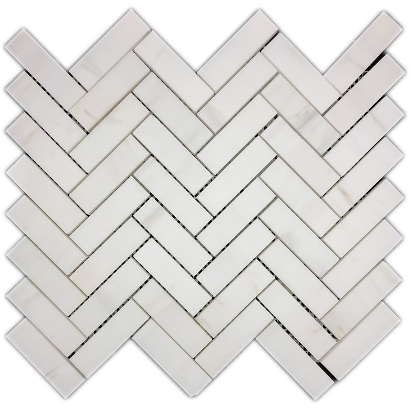 Bianco Dolomite 1 po x 3 po à chevrons mat