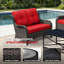 Causeuse en osier 2 places avec coussins rouges amovibles All Weather-1974966907