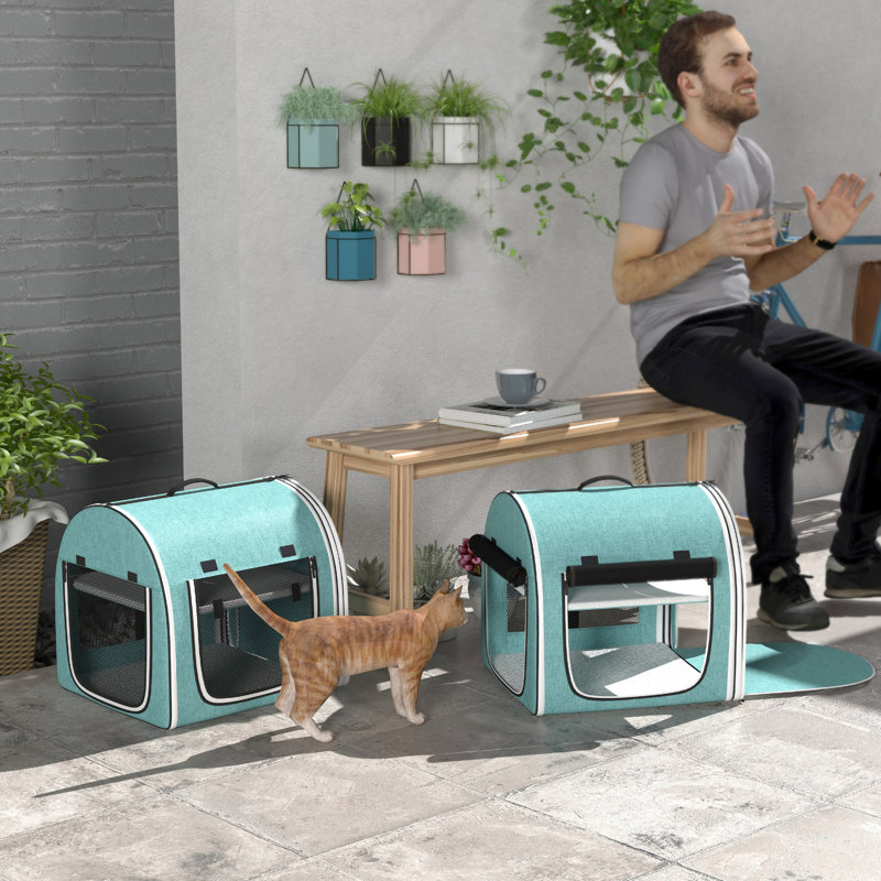 Sac de transport pour chat 39 po, animal de compagnie avec distinction, deux compartiments, coussins moelleux et porte-cale de rangement, protection, pichet