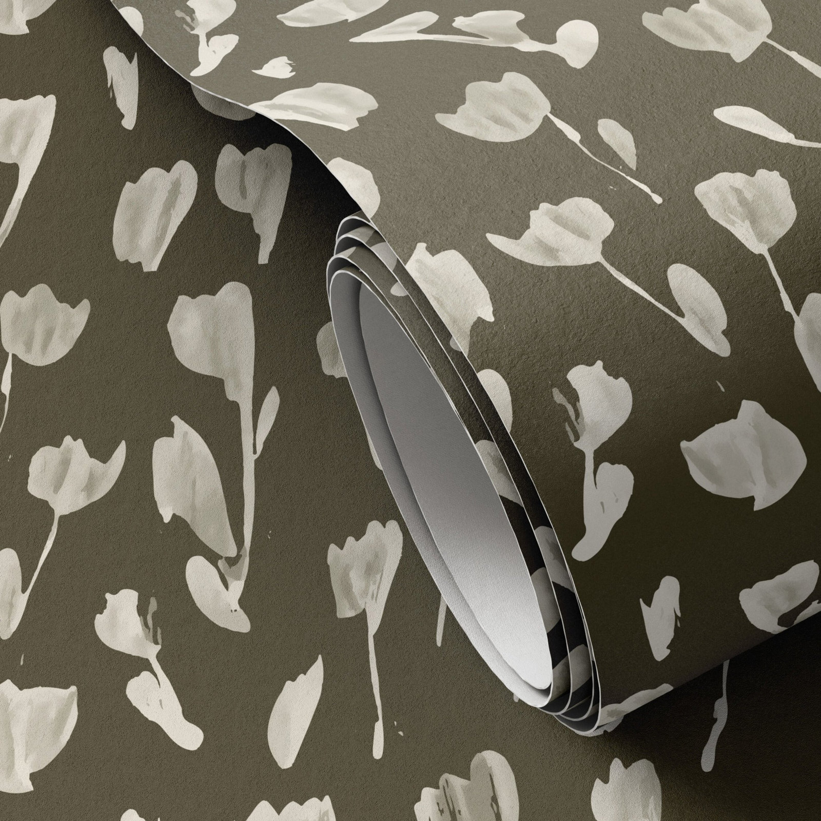 Wild Flowers Wallpaper Roll, Olive II
