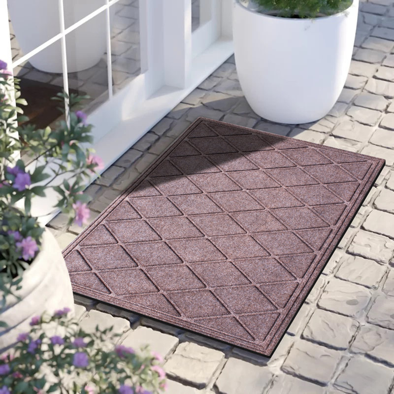 Paillasson antidérapant Albertina Diamond Eco-Poly 36 po x 24 po, Brun classique