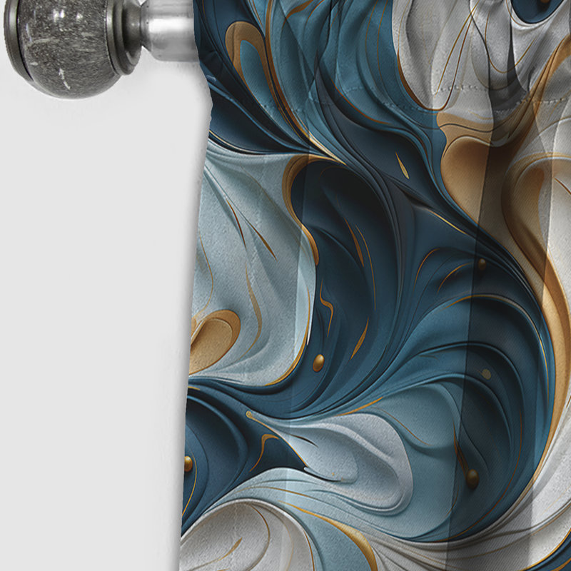 Tribal Fusion Marble Motif II - Rideau occultant en marbre marbré abstrait - 1 panneau, L 52 po x L 63 po