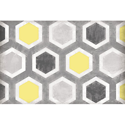 Grey Yellow Geos - Wrapped Canvas Painting