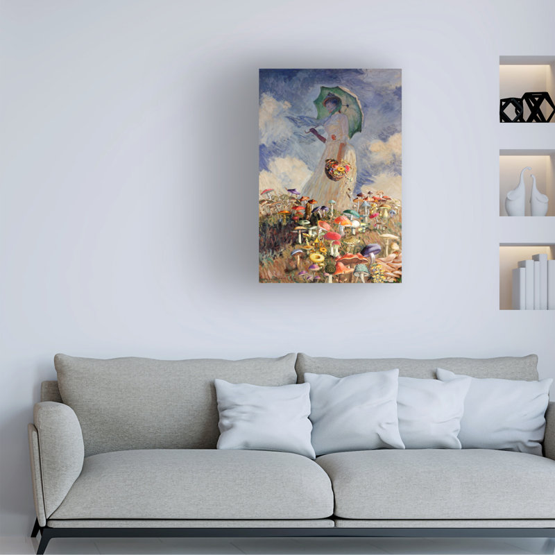 Art sur toile, maîtres bolognais Redux, femme avec parasol Monet, H 12 po x l 19 po