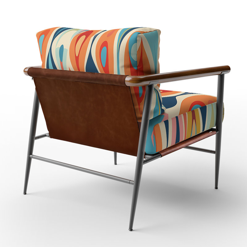 Fauteuil d'appoint rembourré Retro Abstract Drops, Noir