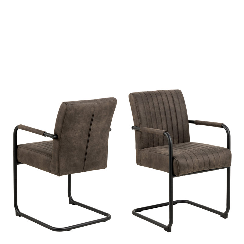 Annamarie 52.5cm H Upholstered Cantilever Chair, Grey Fabric