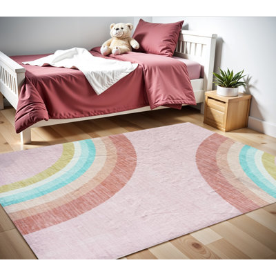 Tapis juvénile 4 pi x 6 pi rose et bleu