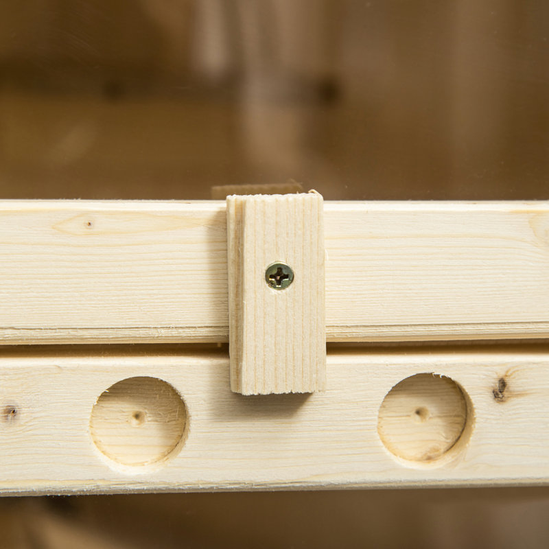 Cage à hamster en bois avec tablettes avant et supérieure ouvertes et 5 fenêtres transparentes