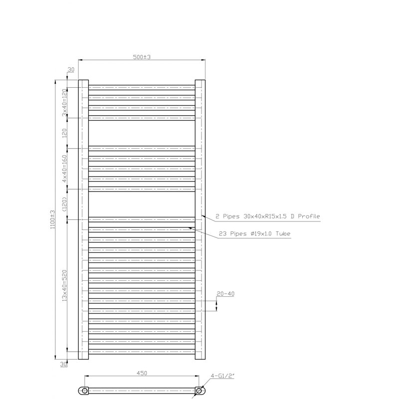 Ademoye Straight Towel Rail Heated Towel Rails