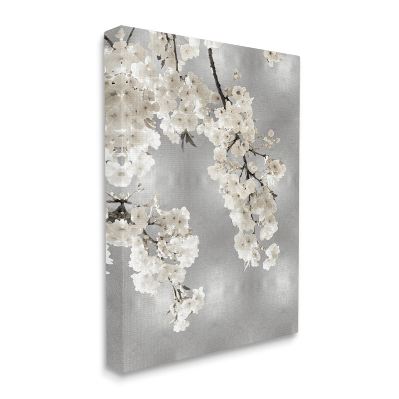 Fleurs de cerisier blanches modernes sur toile, H 48 po x l 36 po x P 1,5 po