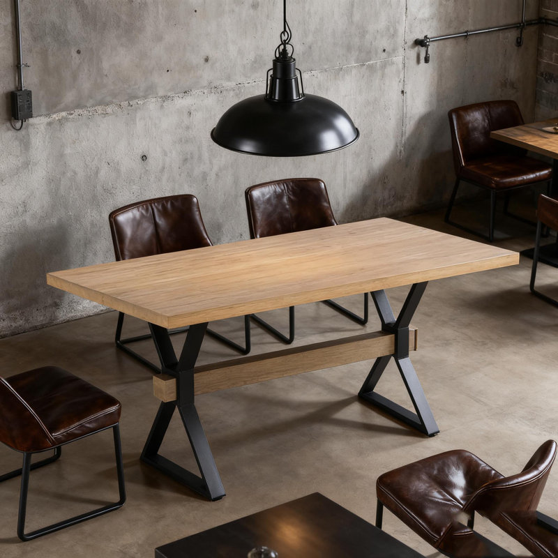 X-Shaped Legs Dining Table, Natural Ash
