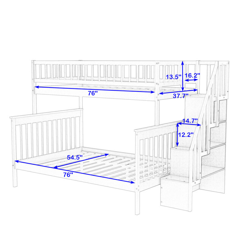 Doniqua Kids Twin Over Full Bunk Bed, Gray