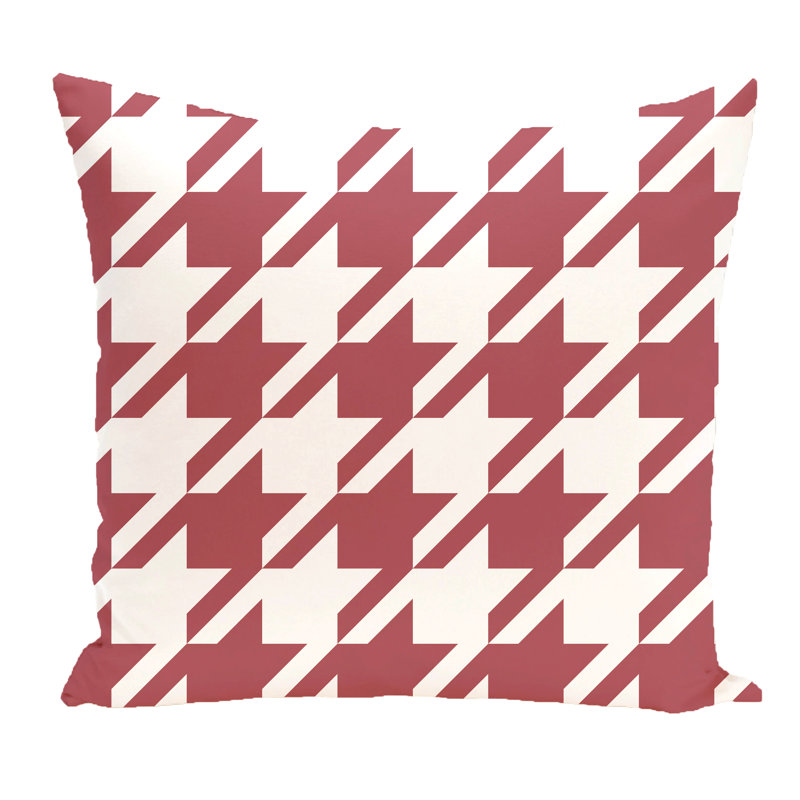 Houndstooth Outdoor Reversible Throw Pillow, Rust