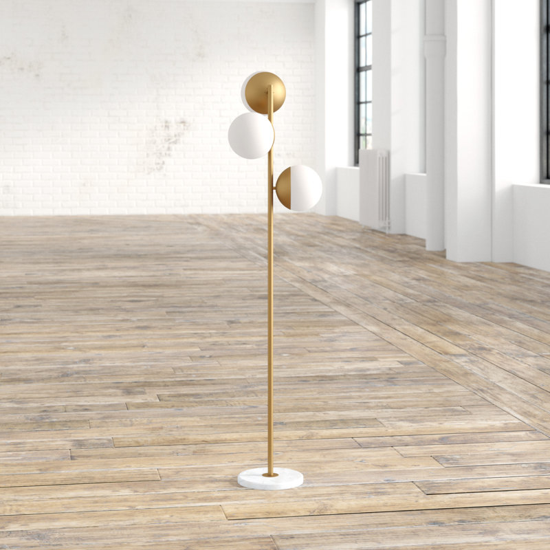 Yearby 65.5'' Tree Floor Lamp, Brass, Frosted White