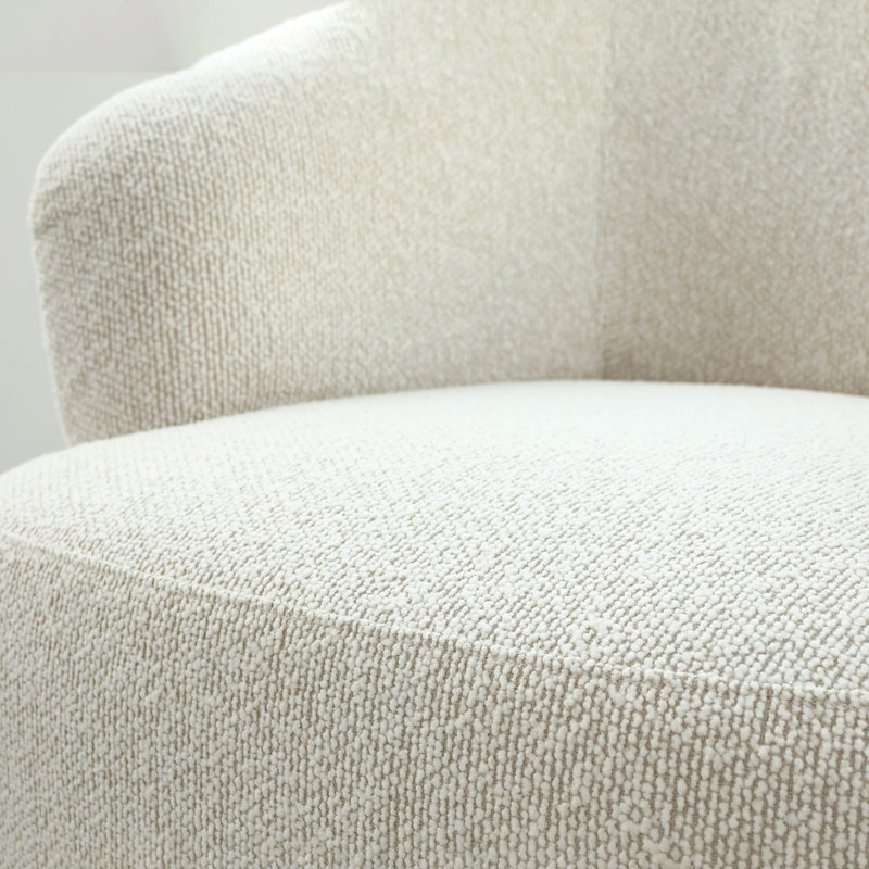 Nirupa 32'' Wide Chenille Living Room Swivel Barrel Accent Chair, Beige Chenille