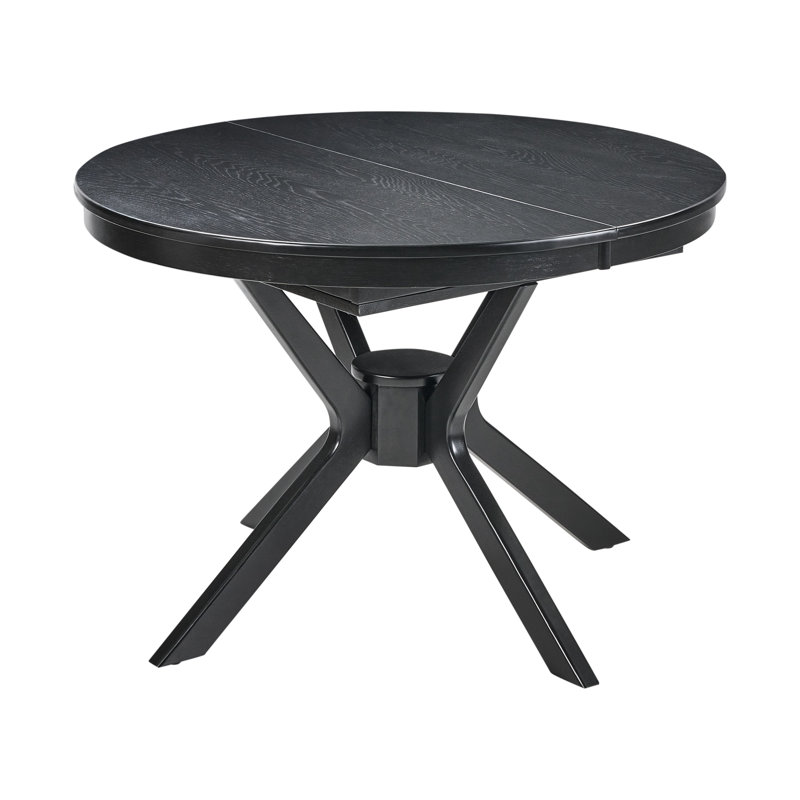 Extendable Oval Solid Wood Base Dining Table, Black