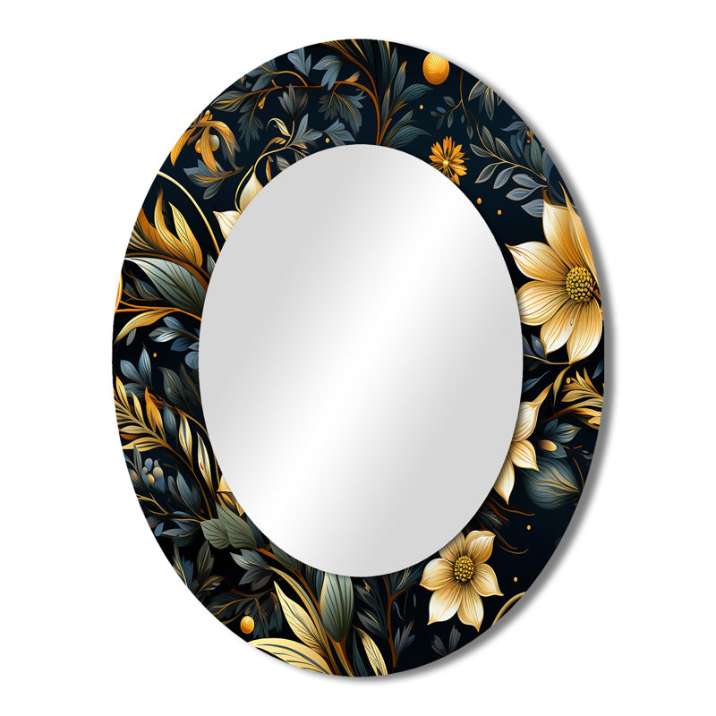 Motif céleste bleu Boho - miroir boho, miroir mural décoratif boho, impression d'art en métal, H 43 po x l 33 po, Ovale