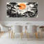 Paysage chinois avec soleil orange et pins sur toile tendue, reproduction d'art sur toile, ensemble de 3-169272444