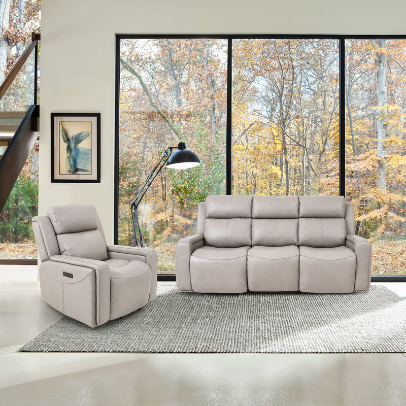 Ensemble de salon inclinable en cuir véritable 2 pièces Roermond