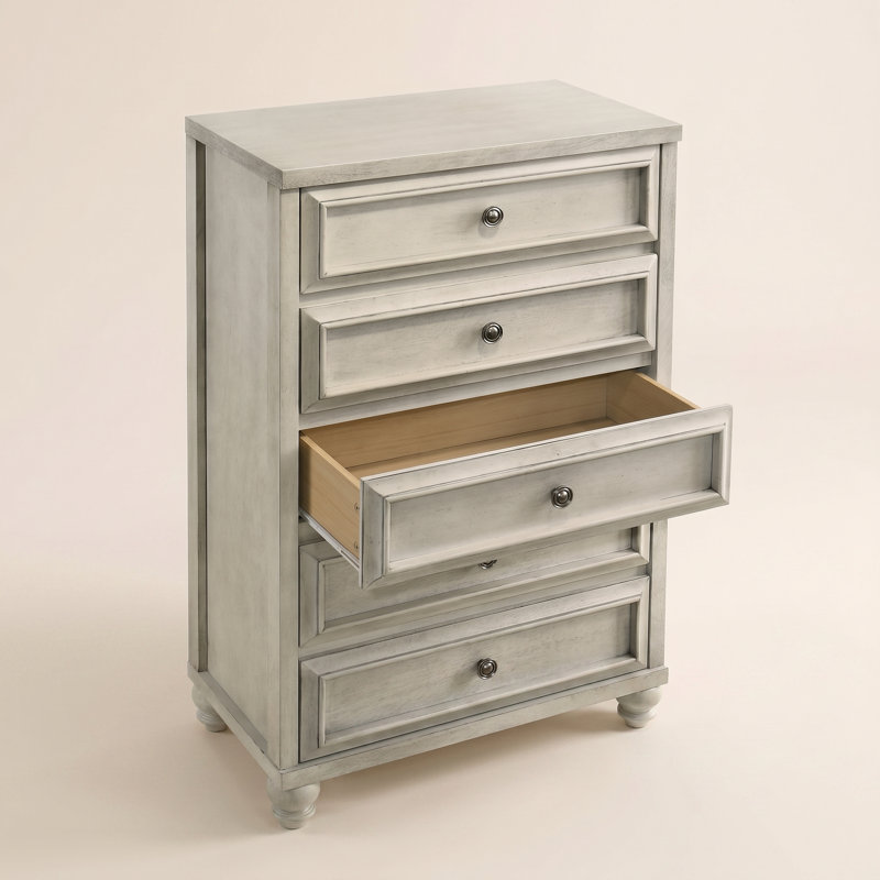 Commode 5 tiroirs Caskey, Anti-blanc