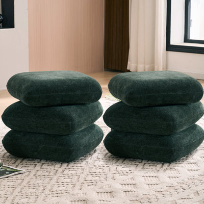 Modern Upholstered Square Swivel-Top Ottoman