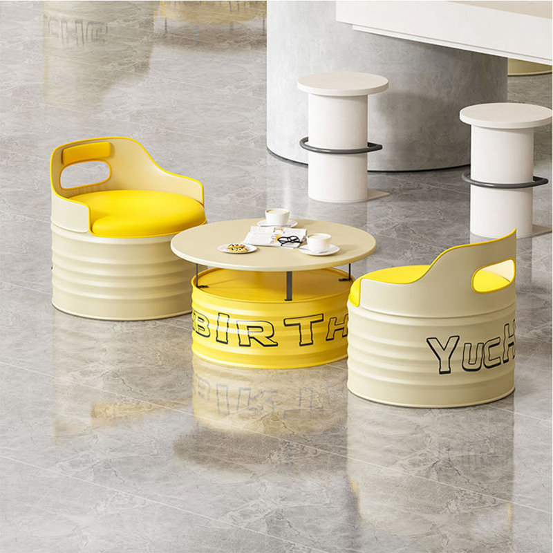 Ensemble repas rond 27,56 po Kristalyn, Jaune, Beige / Jaune, 3