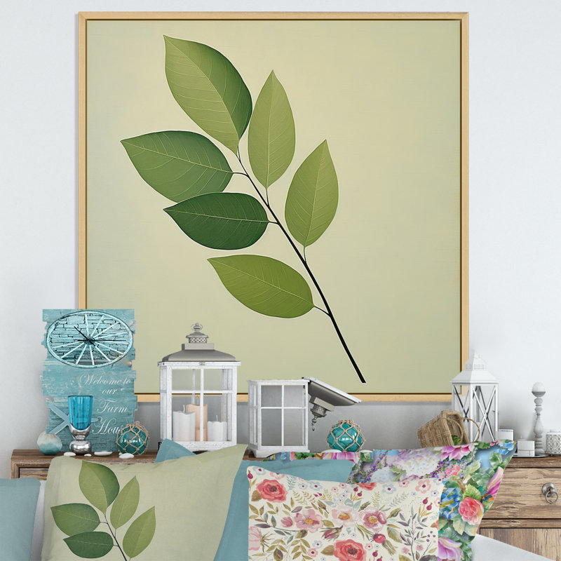 " Simplicity In Sage Leaves I ", Natural Floater Framed, 30" H x 30" W x 1" D