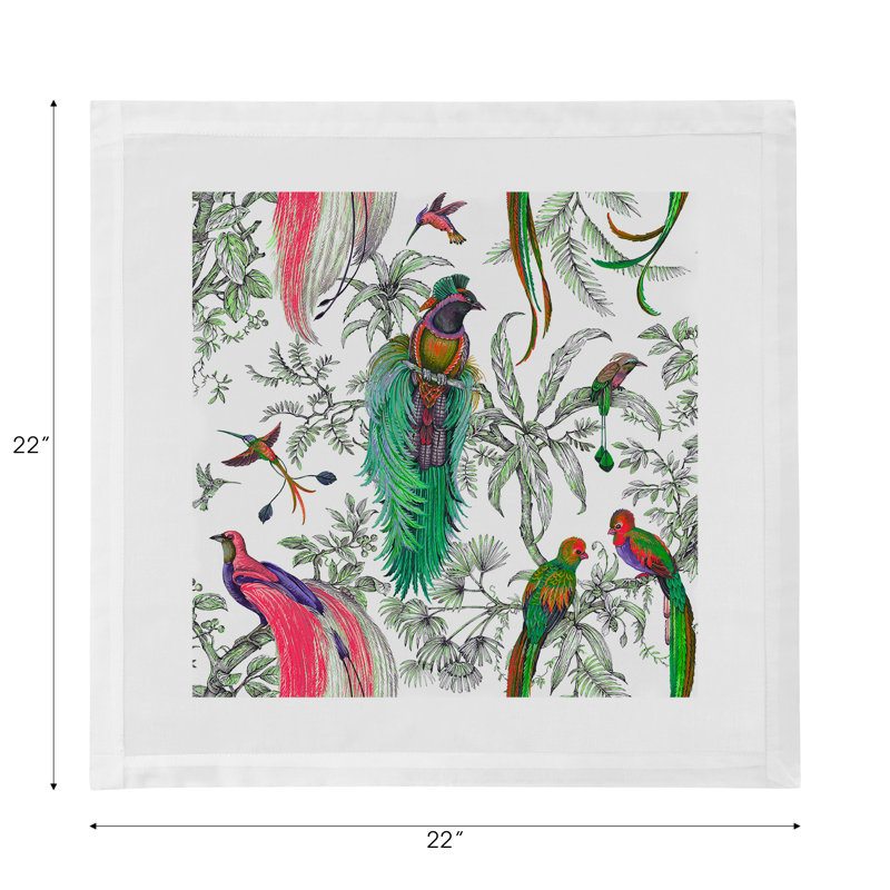 Audubon Exotica Cotton Blend Square Napkins, Green Persimmon