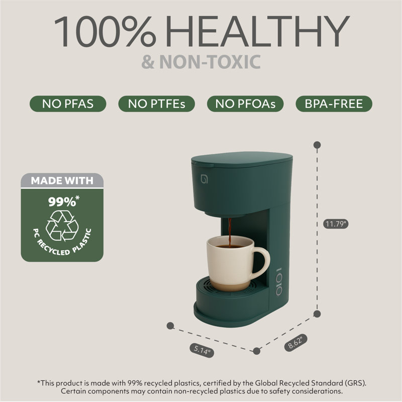 Cafetière à portion unique Willow - compatible avec les dosettes K-Cup - vert, Vert