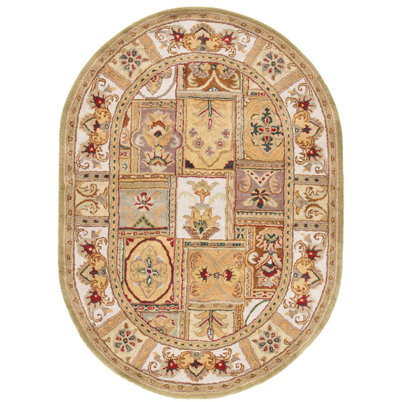 Hand Tufted Wool Oriental Rug, Oval 4'6" x 6'6" 