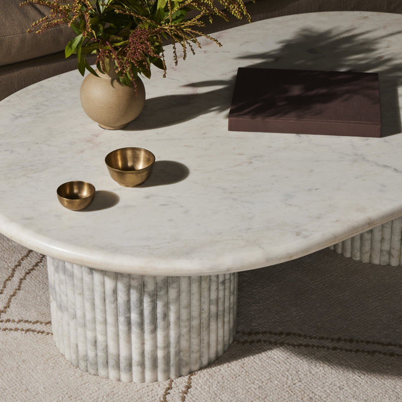 Oranda Marble Coffee Table, Black Scalloped