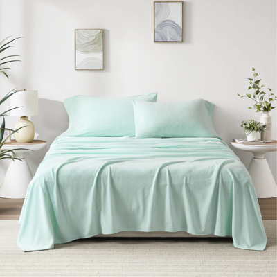 Drap-housse 100% molleton 4 pièces, ultra doux, confortable, boulochage, lavable à la machine, comprenant des draps-housses plats et 2 taies d'oreiller
