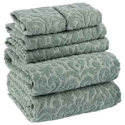 Ensemble de serviettes en jacquard super doux et absorbant 6 pièces, 500 g / m², 100% coton Lavish Home (vert)