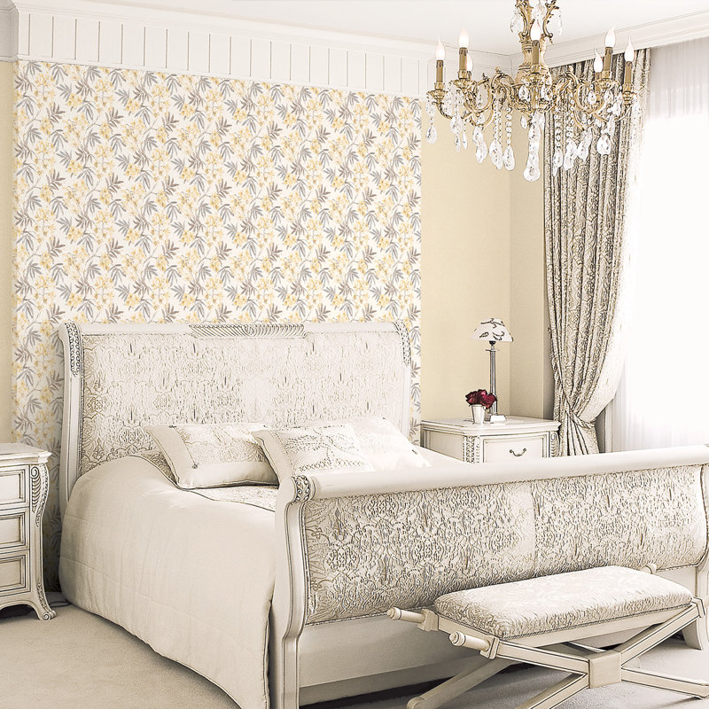 Garretson 1000cm x 52.8cm Satin Wallpaper Roll, Yellow