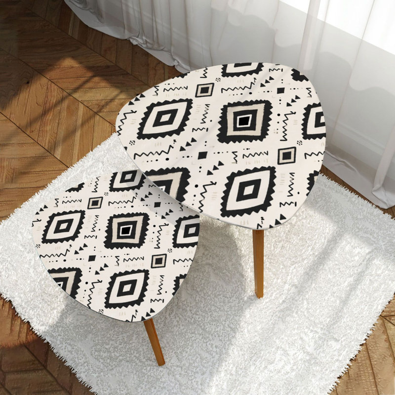 Ensemble de 2 tables basses gigognes triangulaires Ikat