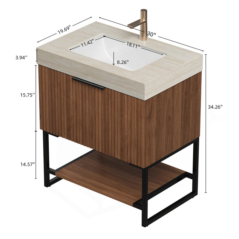 Meuble-lavabo 30 po, Beige