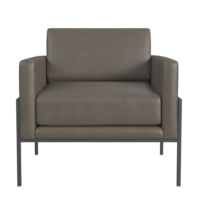 Oliverio 30.5'' Wide Metal Leg Accent Chair, Gray Faux Leather