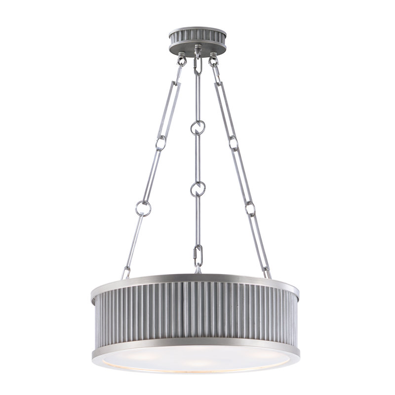 Lustre tambour 3 lumières Langton, Zinc vieilli / nickel satiné