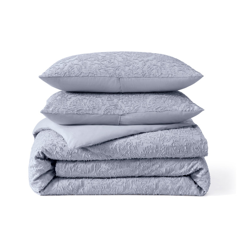 Lilac Floral Cutwork Cotton King Comforter Set