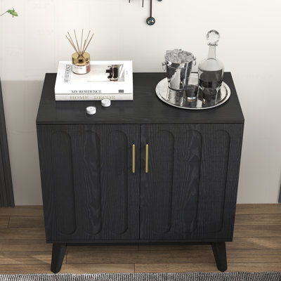 Mid Century Modern Fluted Sideboard Cabinet with Adjustable Shelves & Solid Wood Legs by George Oliver