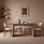 Modern Solid Wood & Slate Rectangular Dining Table
