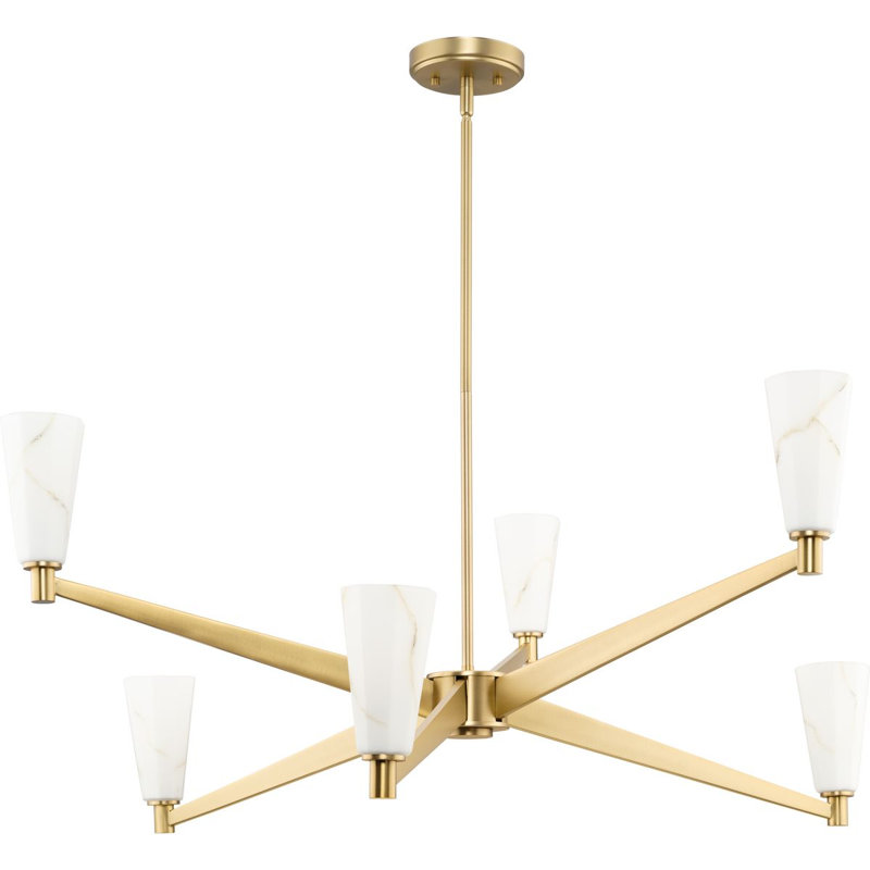 Lustre de luxe moderne à six lumières, Bronze brossé