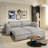 93" King Size Sleeper Sofa Bed, Pull Out Sofa Bed, 3 in 1 Convertible Sleeper Sofa, Chaise Lounge,3 Seat Teddy Couch with 2 Lumbar Pillows for Living Room, Apartment, Office, Studies-1755703670