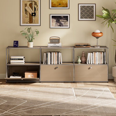 Modular Steel Accent Storage Cabinet With Adjustable Shelves