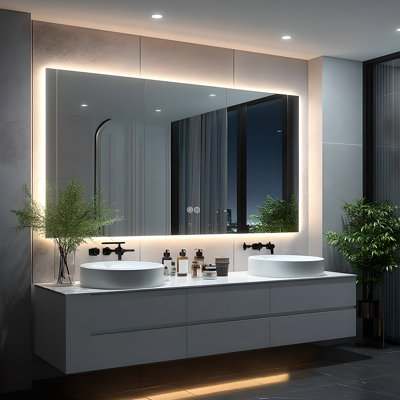 Anti-Fog & Dimmer Memory Function Tempered Glass LED Backlit Mirror with ETL