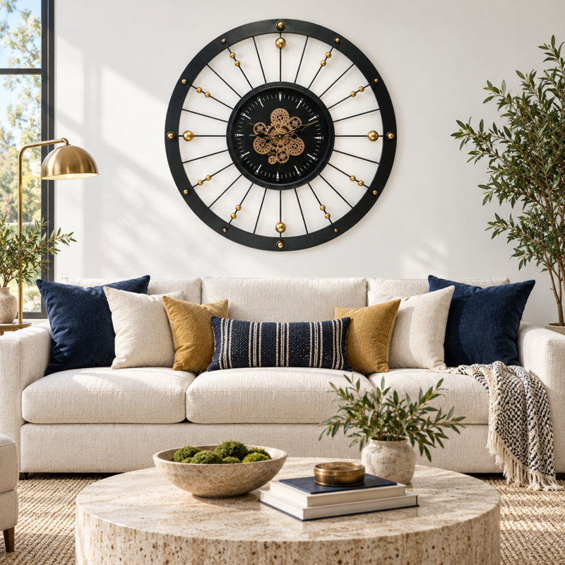 Horloge murale avec pignons en mouvement