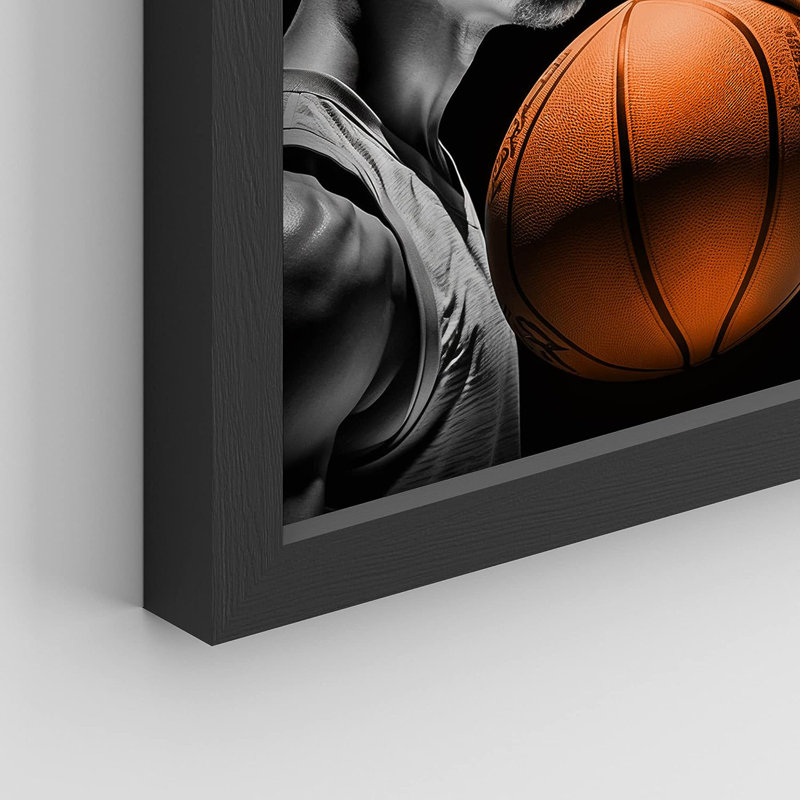 Affiches de basketball noires et blanches, impression 4 pièces, Cadre noir, H 14 po x l 11 po x P 1 po