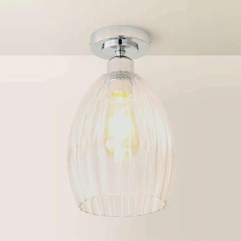 Glass Flush Mount, Polished Chrome