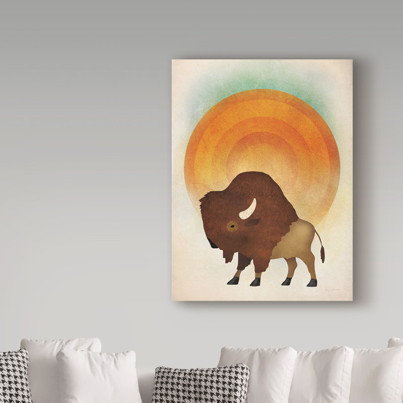 « éblouissante sun bison », art sur toile, H 19 po x l 14 po x P 2 po
